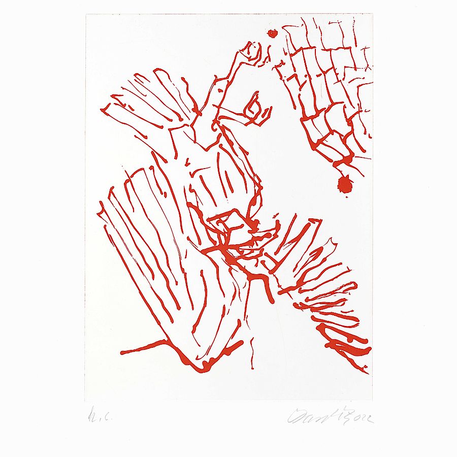 Korff Stiftung - Georg Baselitz - Graphics - Adler mit Stein (red)