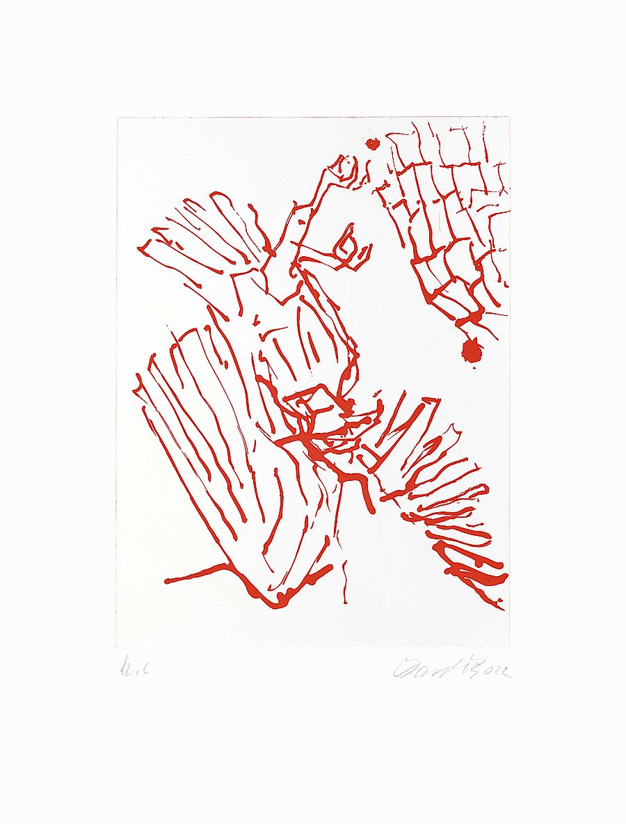 Korff Stiftung - Georg Baselitz - Graphics - Adler mit Stein (red)