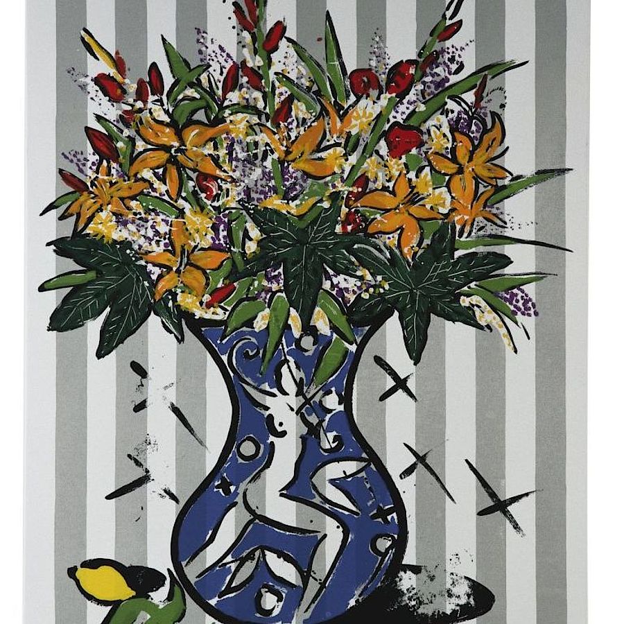 Korff Stiftung - Stefan Szczesny - Graphics - Flowers on stripes