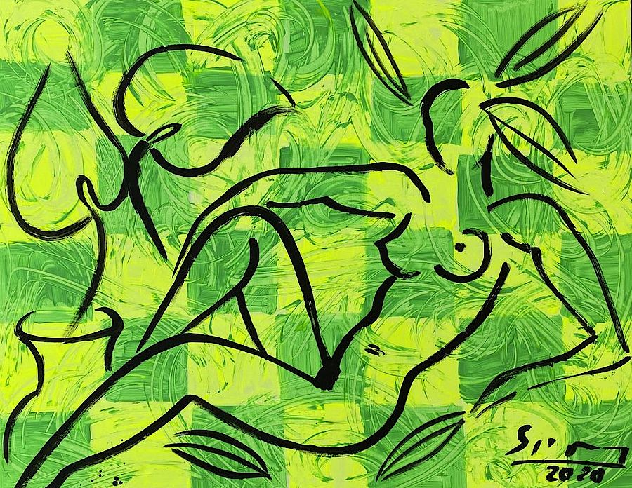 Korff Stiftung - Stefan Szczesny - Unique Works - Nude on a green background