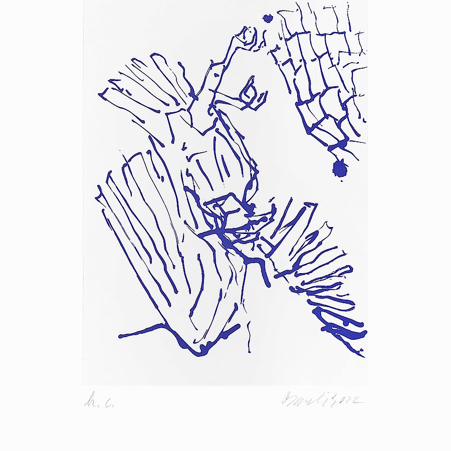 Korff Stiftung - Georg Baselitz - Graphics - Adler mit Stein (blue)